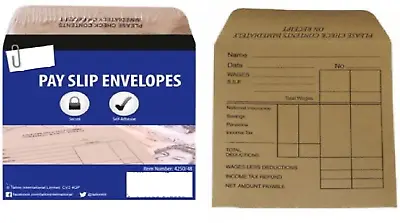 £1.59 • Buy  50 100 250 1000 Wage Packet Envelopes Cash Packet Slip Pay Money Brown Manilla-