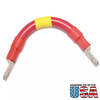 2/0 Red Battery Interconnect Cable 8  With 3/8  Lugs ASSEMBLED IN USA • $16.07