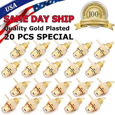 20 Pcs RCA Female Chassis Panel Mount Jack Socket Connector 24K Gold Plated USA • $13.99