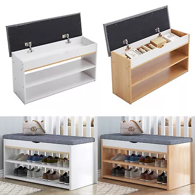 Large Shoe Bench Shoe Rack Shoe Storage Cabinets With Seat Cushion For Hallway • £39.95