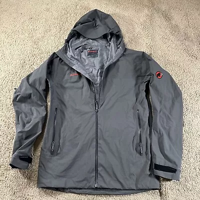 Mammut Jacket Men Medium Gray Hooded Windbreaker Dry Technology Performance Swis • $72