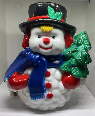 NOMA Tabletop LIGHTED SNOWMAN Hard Plastic Vintage CHRISTMAS W/original Box • $20