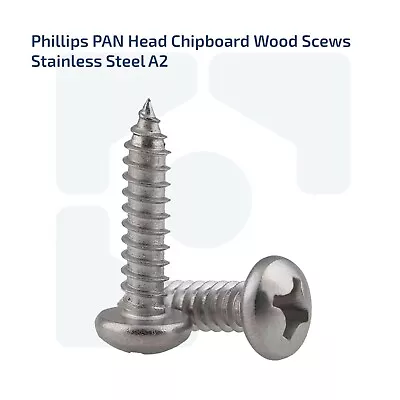 Phillips Drive Pan Head Chipboard Wood Screws A2 Stainless Steel M3 M4 M5 M6 Uk • £1.85