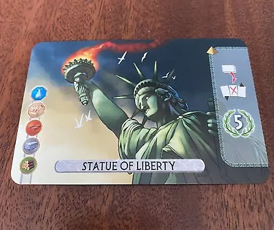 7 Wonders Duel Board Game - Statue Of Liberty Promo Wonder Card - New! • £7.61