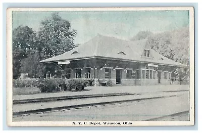 1923 N. Y. C. Depot Station Railroad Train Wagon Wausen Ohio OH Vintage Postcard • $9.99