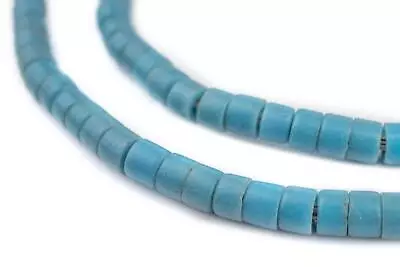 Turquoise Vintage Czech Cylinder Beads 4x6mm Ghana African Blue Glass Large Hole • $12