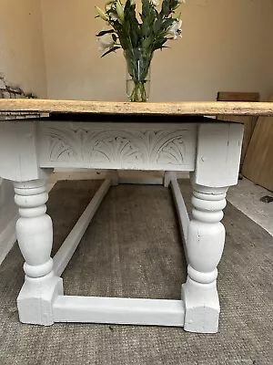 7 Foot  Solid Oak Antique Fabulous  Farmhouse Kitchen Dining Table Refurnished • £620