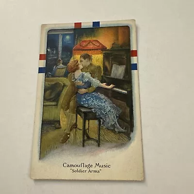 Vintage Postcard Post Card Military Couple Patriotic Camouflage Soldier Arms E2 • $8