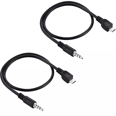 2x Micro USB Male To 3.5mm 4 Pole TRRS Male Car AUX Audio Coiled Spiral Cable BK • $8.39