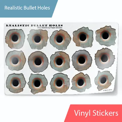$5.99 • Buy Realistic Bullet Hole 3D Stickers Vinyl Decals Rusty Look 1x1 