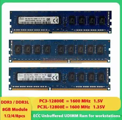 Hynix DDR3/DDR3L 8 GB PC3-12800E ECC Unbuffered UDIMM Memory For DELL LENOVO Lot • $79.79