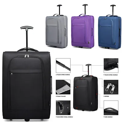 Soft Trolley Travel Case Bag Ryanair Cabin Hand Luggage Suitcase 2 Wheels • £14.99