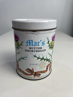 Mac's Shortbread Co Macs Butter Shortbread 12 OZ NET Round Tin Vintage • $24.95