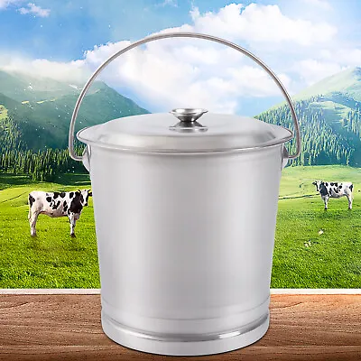 8L/14L Stainless Steel Milk Bucket Wine Pail Bucket Oil Milk Container With Lid • $46.55