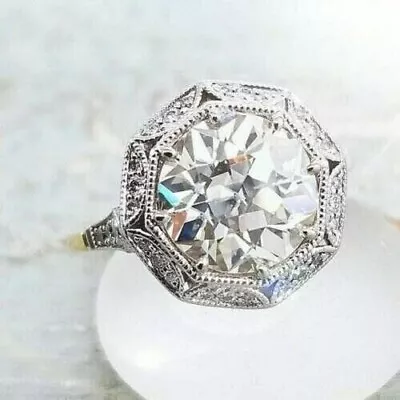 2.5Ct Lab Created Diamond Old European Art Deco Style Engagement 925 Silver Ring • $95