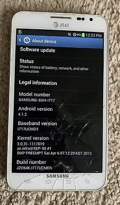 Samsung Galaxy Note SGH-I717 - 16GB - Carbon Blue (AT&T) Smartphone *Read* Crack • $21.95
