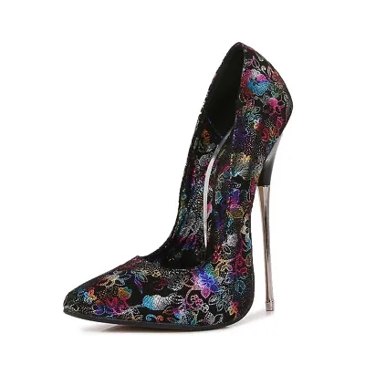 Sexy 16cm Super High Heel Shoes Women Pointy Toe Metal Heel Nightclub Pump 35-46 • $64