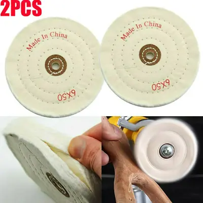 £8.99 • Buy 2X 80 Layer 6  150mm Polishing Mop Buffing Wheel For Drill Bench Grinder Cotton