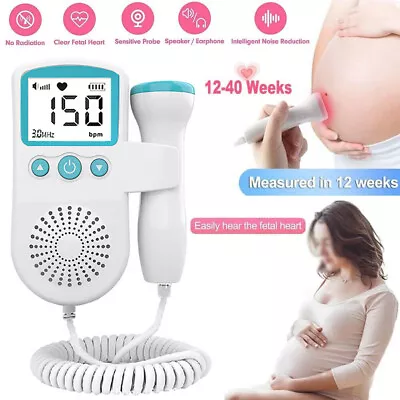Ultrasonic Fetal Doppler Heart Beat Rate Baby Detector Probe Prenatal Monitor UK • £11.99