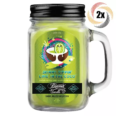 2x Jars Beamer Candle Skinny Dippin Lime Coco Odor Eliminator Candle | 12oz • $39.02