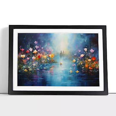 Water Lily Abstract No.2 Framed Wall Art Poster Canvas Print Picture Painting • £16.95