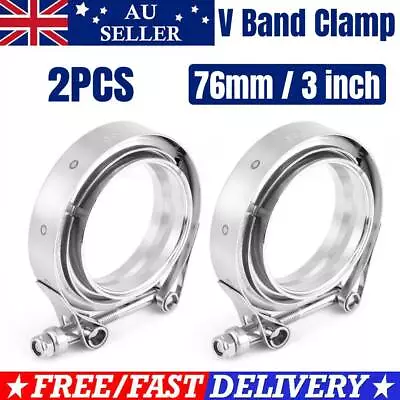 2x 3  Inch 76mm V-Band Vband Clamp Stainless Steel Flange Exhaust Pipe Tailpipe • $38.85