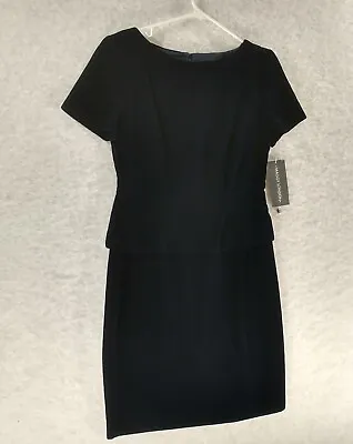 NWT Maggy London Peplum Layered Velvet Dress Sz 4 Dark Blue Marine Zip Lined • $21.88