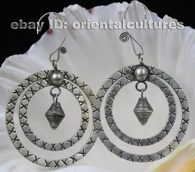 Tribal Exotic Chinese Handmade Miao Silver Earring • $25