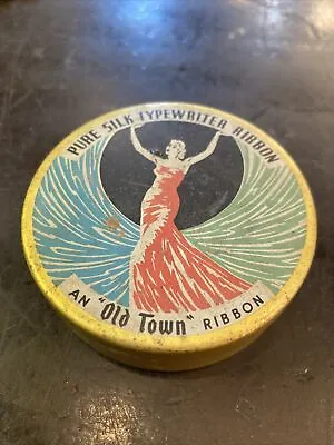 Vintage Art Deco Old Town Pure Silk Typewriter Ribbon Tin Made In The USA • $36