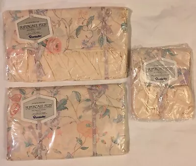 Vintage Wamsutta Full Sheet Set Supercale Plus Cottagecore USA New Pink Floral • $65