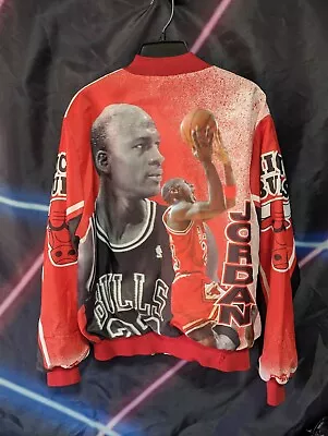 Vtg 90s Chalk Line Jacket Adult Large Chicago Bulls Michael Jordan NBA USA AOP  • $139.94