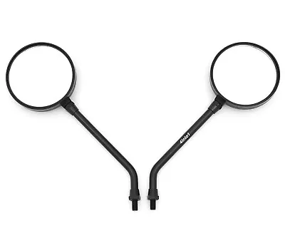 Set Of 2 Universal Black Round Motorcycle Mirrors - 10MM Honda Kawasaki Suzuki • $23.95