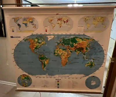 VTG 1993 Edition Nystrom World United States School Pull Down Map 65” X 60” #15 • $161.49