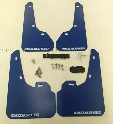 SALE SR 10-13 Mazdaspeed 3 Mazda 3 Mud Flaps Kit BLUE With Hardware & Vinyl Logo • $46