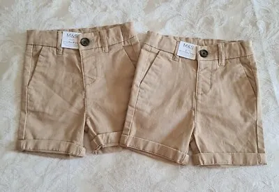 £8.99 • Buy Marks & Spencer M&S Kids 2 Twin Stone Baby Boy Chino Shorts, Age 6-9 Months BNWT