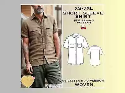 Men's Shirt Sewing Pattern Man Shirt Sewing Pattern Cargo Shirt Pattern • $5.99