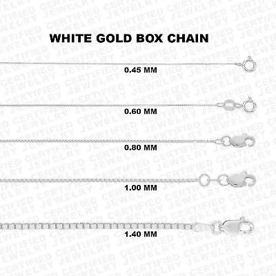 10K Solid White Gold Box Chain Necklace 16  To 24  Inch 0.5mm To 1.0mm Thick. • $78.74