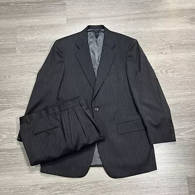 Brooks Brothers Suit Men 39R Gray Pinstriped Wool Vtg Y2K Pleated 33X29 Trouser • $24.99