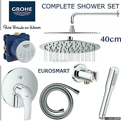 £329.99 • Buy GROHE Shower Mixer EUROSMART Rapido SmartBox Rainfall Rain Shower Head 40cm SET