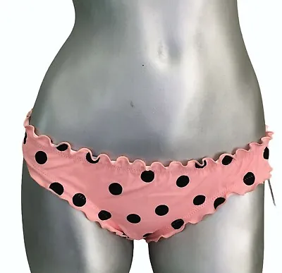 Victorias Secret Ruched Ruffle Cheeky Bikini Swim Bottom Peachy Dot S Nwt • $14.99