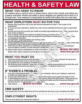 £8.99 • Buy Health And Safety Law A3 Poster 