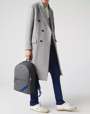 Lacoste Chantaco Colorblock Matte Stitch Leather Backpack NH3273-F82 Gris Denim • £179.75