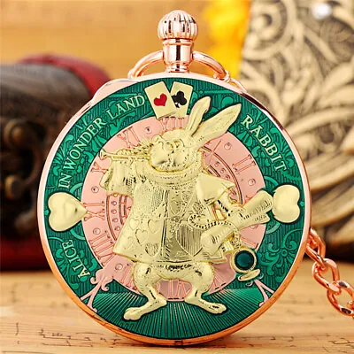 Retro Unique Pocket Watch With Alice In Wonderland Song Musical Watches Chain • $15.63