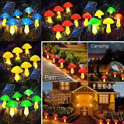Outdoor Solar Mushroom Light Fairy String Lights Christmas Lights LED Light • £11.91