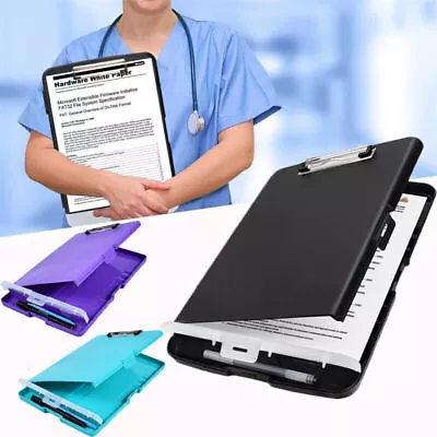 Clipboard With Storage Case Plastic A4 Clipboard Storage Box For School&office • £7.95