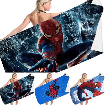Marvel Spiderman Beach Towel Quick Dry Microfiber Bath Sheet Large Travel Towels • £13.89