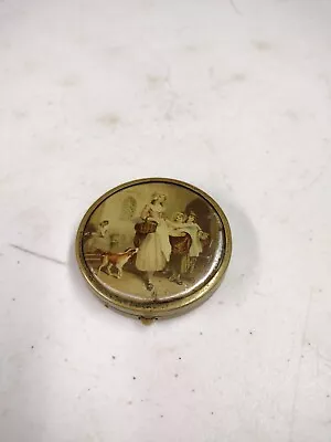 Vintage Brass Yardley London The Lavender Seller Litho Powder Compact • $28.95