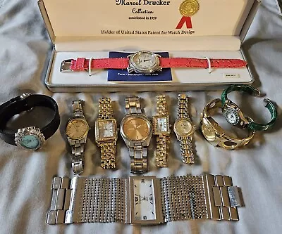 Vintage Ladies Mens Quartz Watch Lot Marcel DruckerGenevaAffinity Cardin + 10pcs • $29