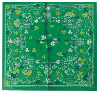 Paisley Three Leaf Clover Green 22 X22  100% Cotton Bandanna Bandana • $6.88