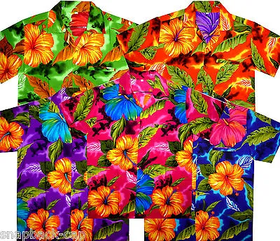 Very Loud Funky Hawaiian Shirt Mens Big Flower Short-Sleeve Unisex Multi • £14.11